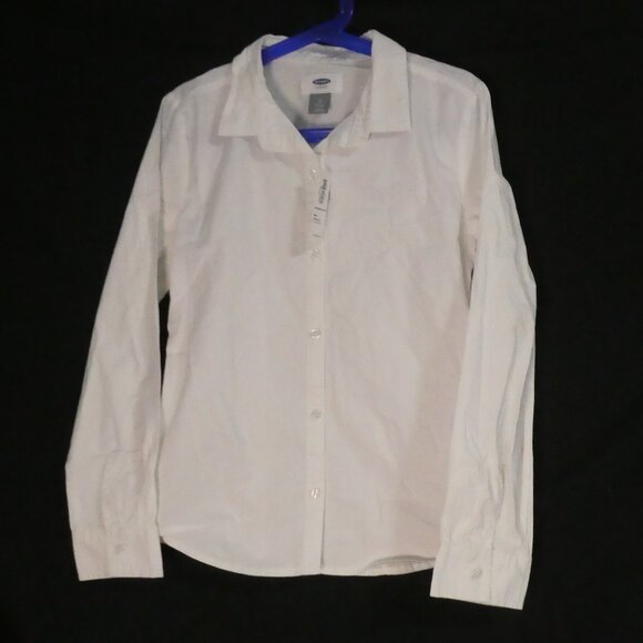 OLD NAVY | medium regular (8) | Solid White Button-Up Dress Shirt | NWT - Picture 2 of 16